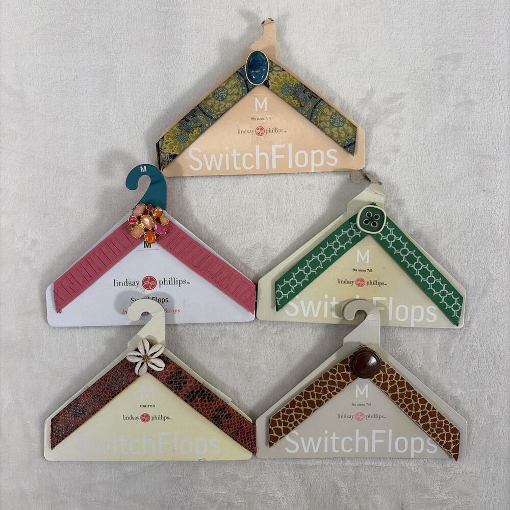 5prs Lindsay Phillips SwitchFlops Size M 7/8 Straps Fran Mairen Sheila Amabel